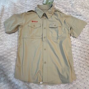 NEW BOY SCOUTS OF AMERICA Uniform Performance Shirt SHORT SLEEVE Khaki Youth L